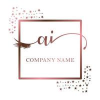 Initial logo AI handwriting women eyelash makeup cosmetic wedding modern premium vector