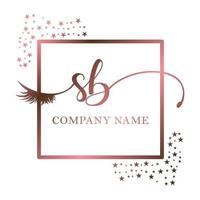 Initial logo SB handwriting women eyelash makeup cosmetic wedding modern premium vector