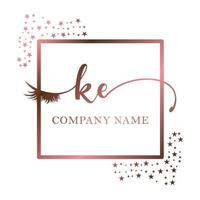 Initial logo KE handwriting women eyelash makeup cosmetic wedding modern premium vector