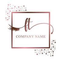 Initial logo FT handwriting women eyelash makeup cosmetic wedding modern premium vector