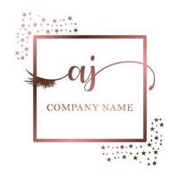 Initial logo AJ handwriting women eyelash makeup cosmetic wedding modern premium vector