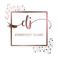 Initial logo DJ handwriting women eyelash makeup cosmetic wedding modern premium vector