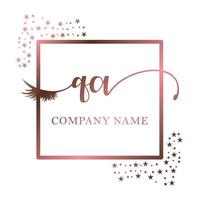 Initial logo QA handwriting women eyelash makeup cosmetic wedding modern premium vector