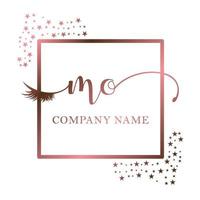 Initial logo MO handwriting women eyelash makeup cosmetic wedding modern premium vector