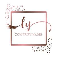 Initial logo LY handwriting women eyelash makeup cosmetic wedding modern premium vector