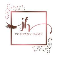 Initial logo JH handwriting women eyelash makeup cosmetic wedding modern premium vector