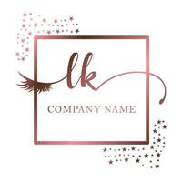 Initial logo LK handwriting women eyelash makeup cosmetic wedding modern premium vector