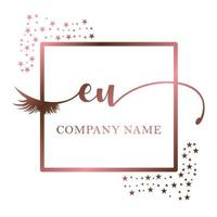 inicial logo UE escritura mujer pestaña maquillaje cosmético Boda moderno prima vector