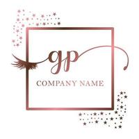 Initial logo GP handwriting women eyelash makeup cosmetic wedding modern premium vector