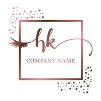 Initial logo HK handwriting women eyelash makeup cosmetic wedding modern premium vector