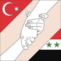 Pray for Turkey and Syria. Helping Turkey and Syria in the 2023 earthquake. Helping Hand vector