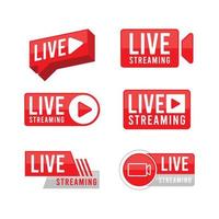 Set Of Live Streaming Red Badge vector