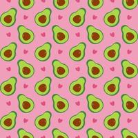 Vector seamless pattern with avocado and hearts