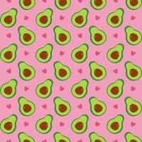 Vector seamless pattern with avocado and hearts