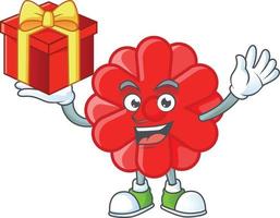 Chinese red flower cartoon character style vector