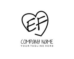 Initial EF with heart love logo template vector