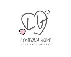 Initial LG with heart love logo template vector