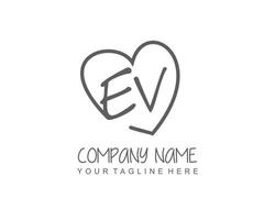 Initial EV with heart love logo template vector