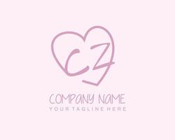 Initial CZ with love logo template vector