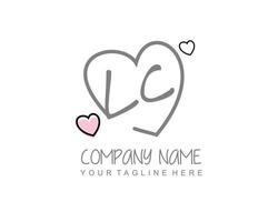 Initial LC with heart love logo template vector