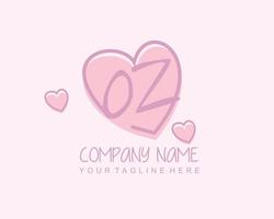 Initial OZ with heart love logo template vector