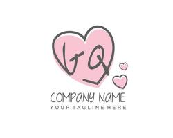 Initial GQ with heart love logo template vector