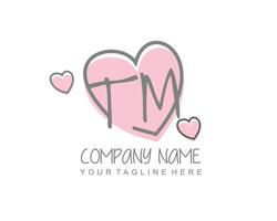 Initial TM with heart love logo template vector