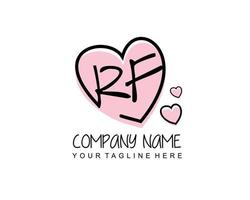 Initial RF with heart love logo template vector