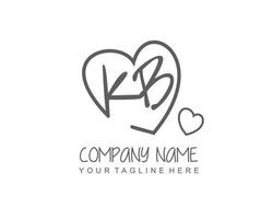 Initial KB with heart love logo template vector