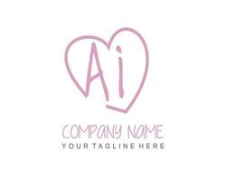 Initial AI with love logo template vector