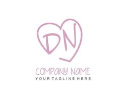 Initial DN with love logo template vector