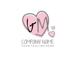 Initial GM with heart love logo template vector