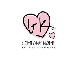 Initial GK with heart love logo template vector