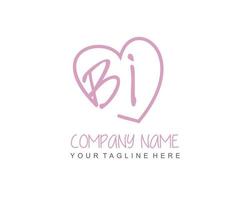 Initial BI with love logo template vector