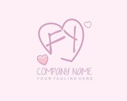 Initial FY with heart love logo template vector