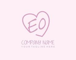 Initial EO with heart love logo template vector