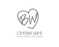 Initial BW with love logo template vector