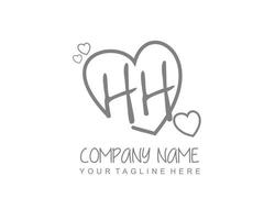 Initial HH with heart love logo template vector