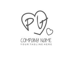 Initial PG with heart love logo template vector