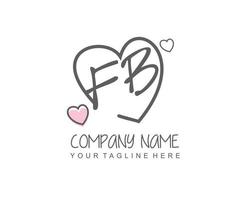 Initial FB with heart love logo template vector