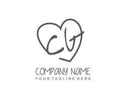 Initial CG with love logo template vector