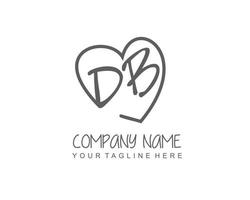 Initial DB with love logo template vector