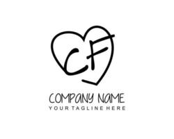 Initial CF with love logo template vector