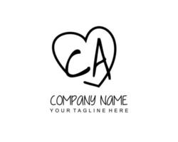 Initial CA with love logo template vector