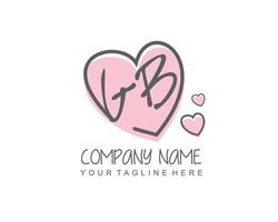 Initial GB with heart love logo template vector