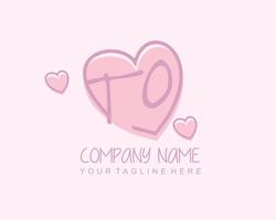 Initial TO with heart love logo template vector