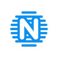 Initial N circle line logo vector