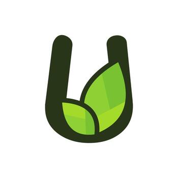 Initial U Leaf Logo vector