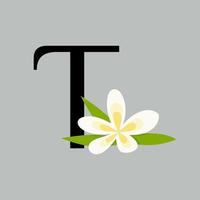 inicial t belleza flor logo vector