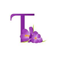 inicial t flor logo vector